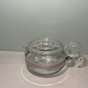 Vintage PYREX Flameware Glass Teapot with Locking Lid